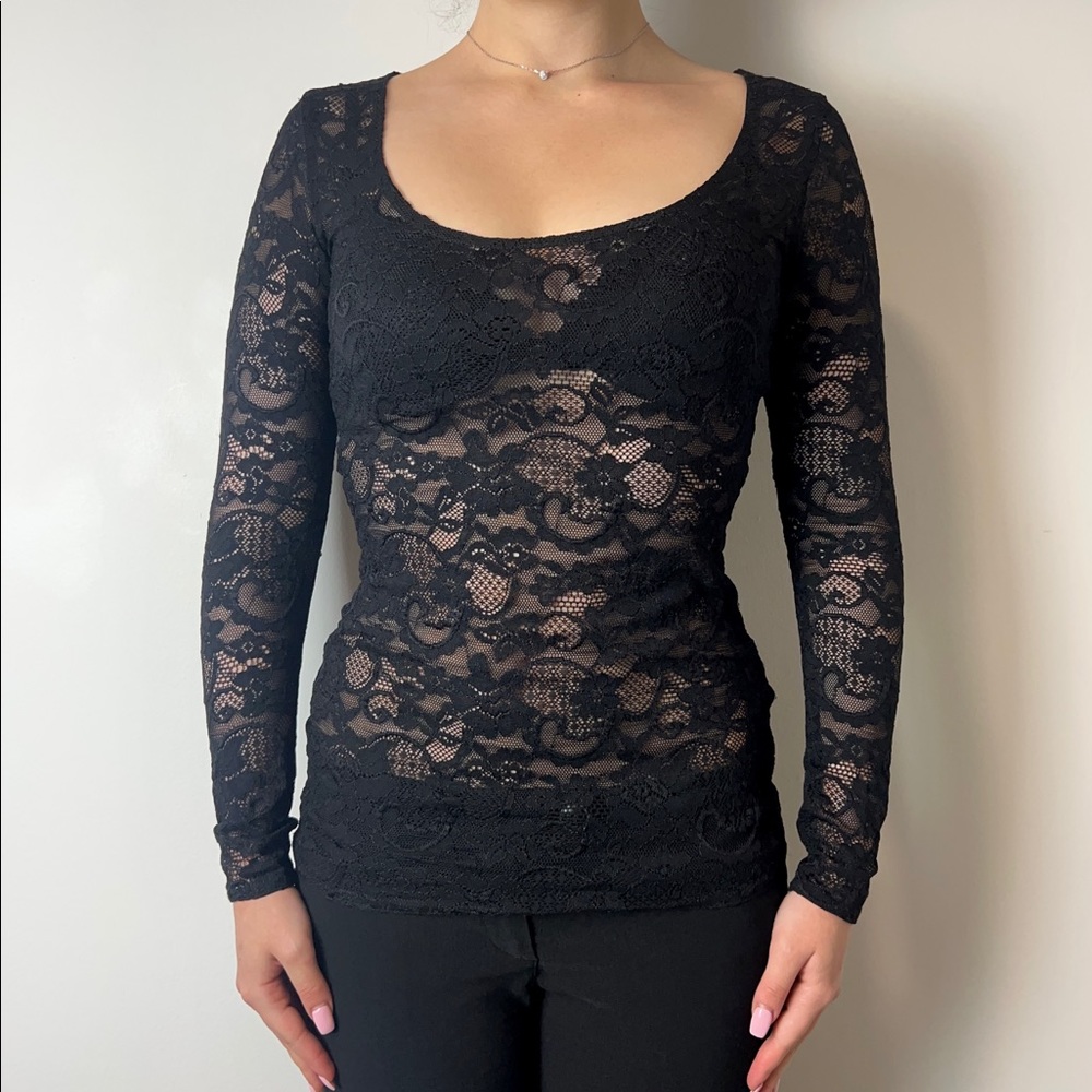 black lace long sleeve top